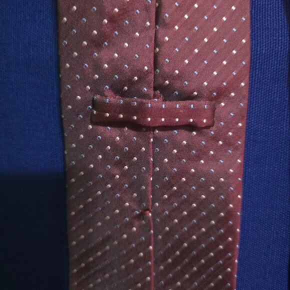 Dolce & Gabbana Burgundy Silk Polka Dot Tie Made In Italy leopard print lining - Picture 6 of 6